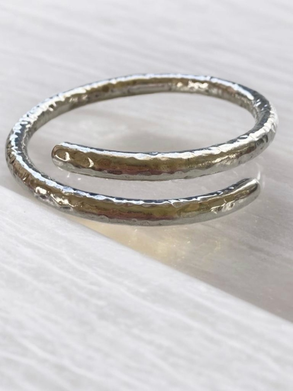 Sterling Silver Hammered Wrap Bangle Bracelet - Picture 9 of 10